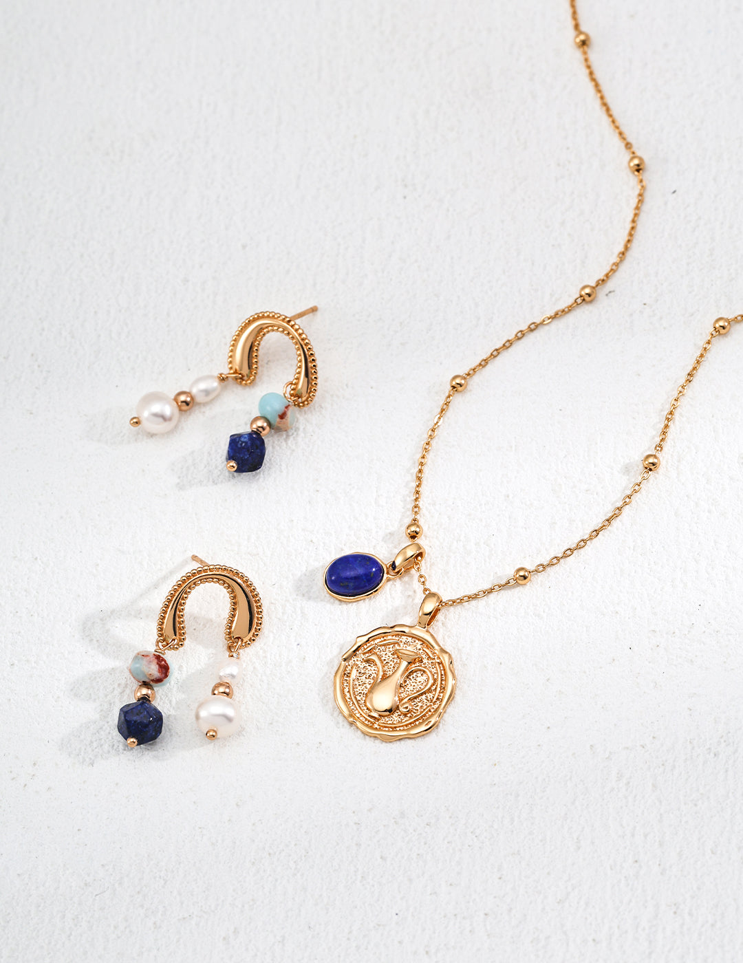 Precious Dreams Earrings- Natural Pearl,Lapis Lazuli,Cubic Zirconia
