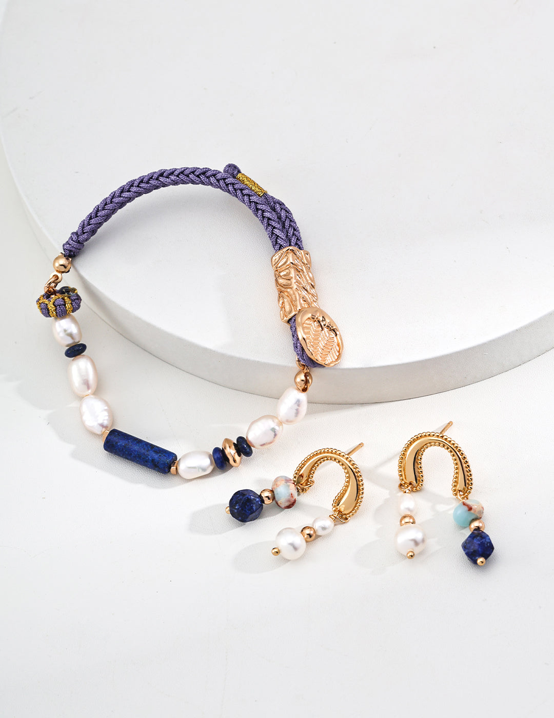 Precious Dreams Earrings- Natural Pearl,Lapis Lazuli,Cubic Zirconia