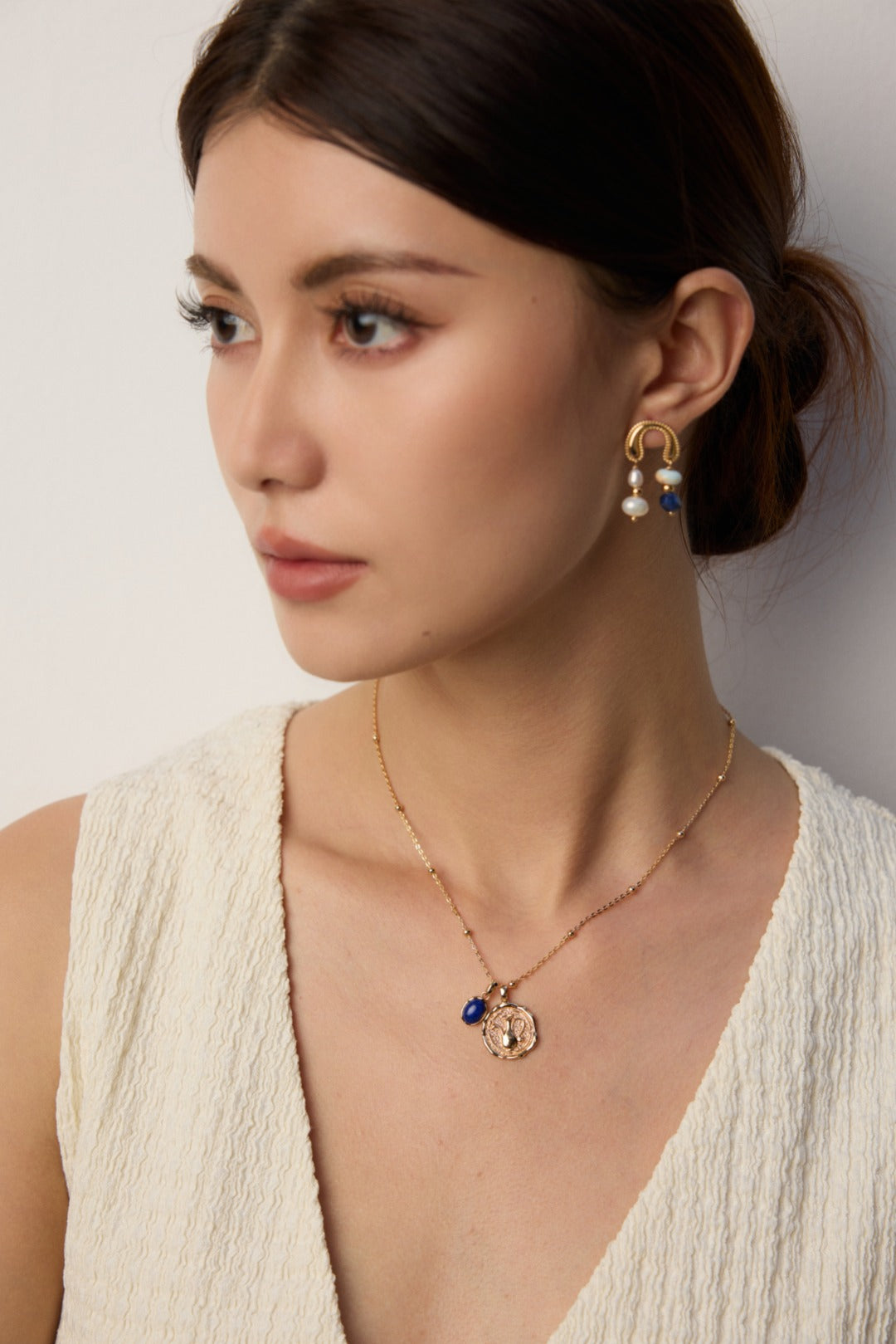 Precious Dreams Earrings- Natural Pearl,Lapis Lazuli,Cubic Zirconia
