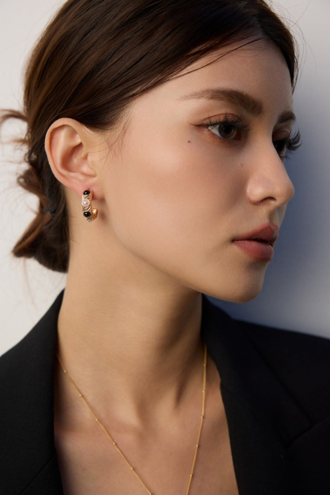 Nocturnal Light Earings- Black onyx, Natural Pearl