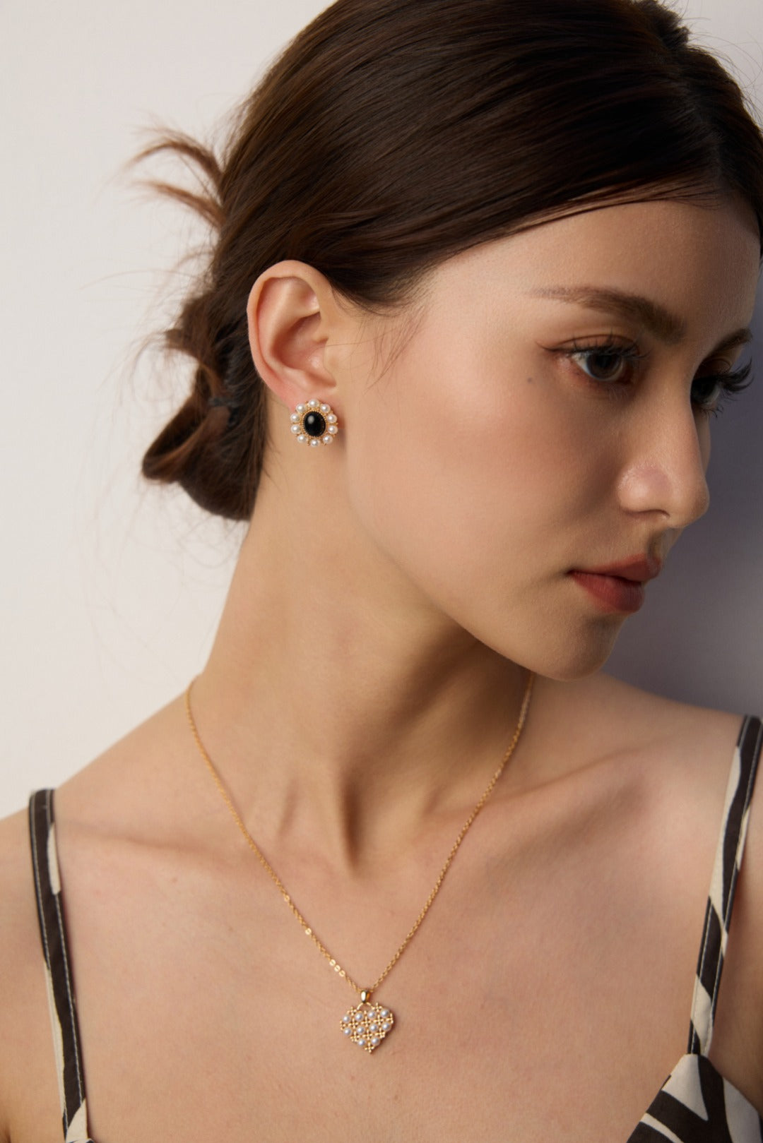 Nocturnal Light Earings- Black Onyx,Cameo Style