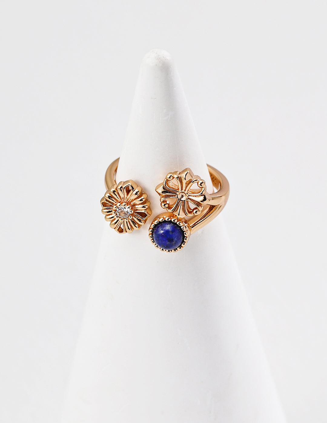 Precious Dreams Ring- Natural Pearl,Lapis Lazuli,Cubic Zirconia