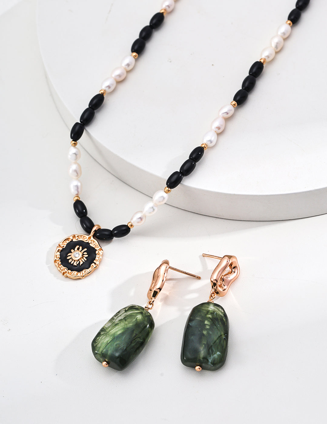 Nocturnal Light Earings- Black Onyx,Enamel, Zirconia