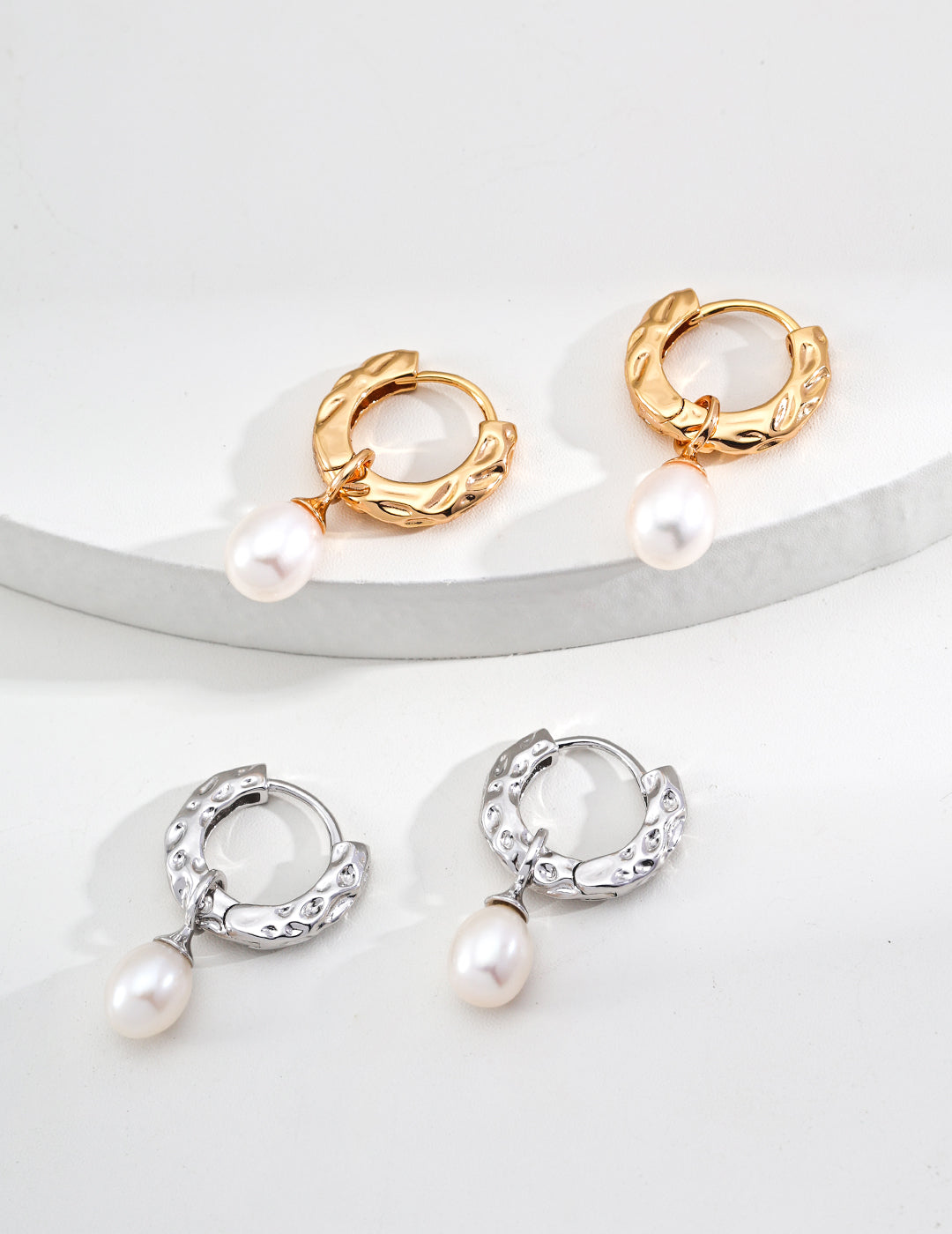 Vintage Pearl Hoop Earrings – Detachable Natural Pearl Drops, Inspired by Nature’s Warm Elegance