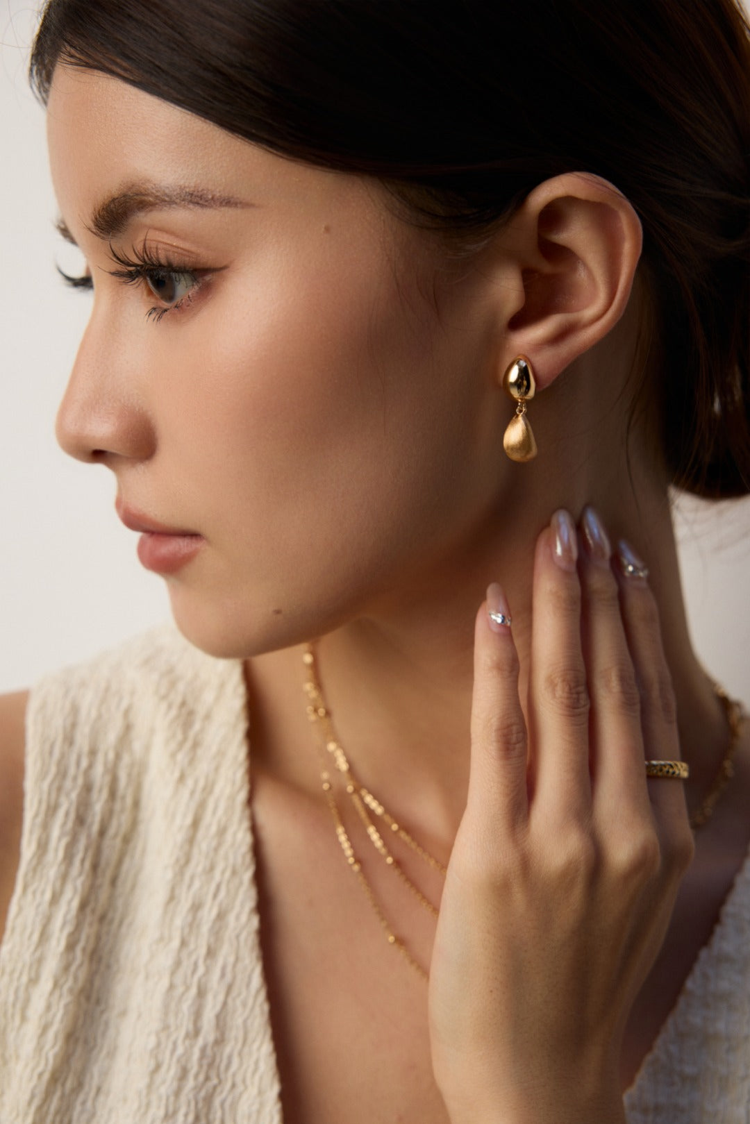 Matte Drop Earrings- Minimalist French Retro Design