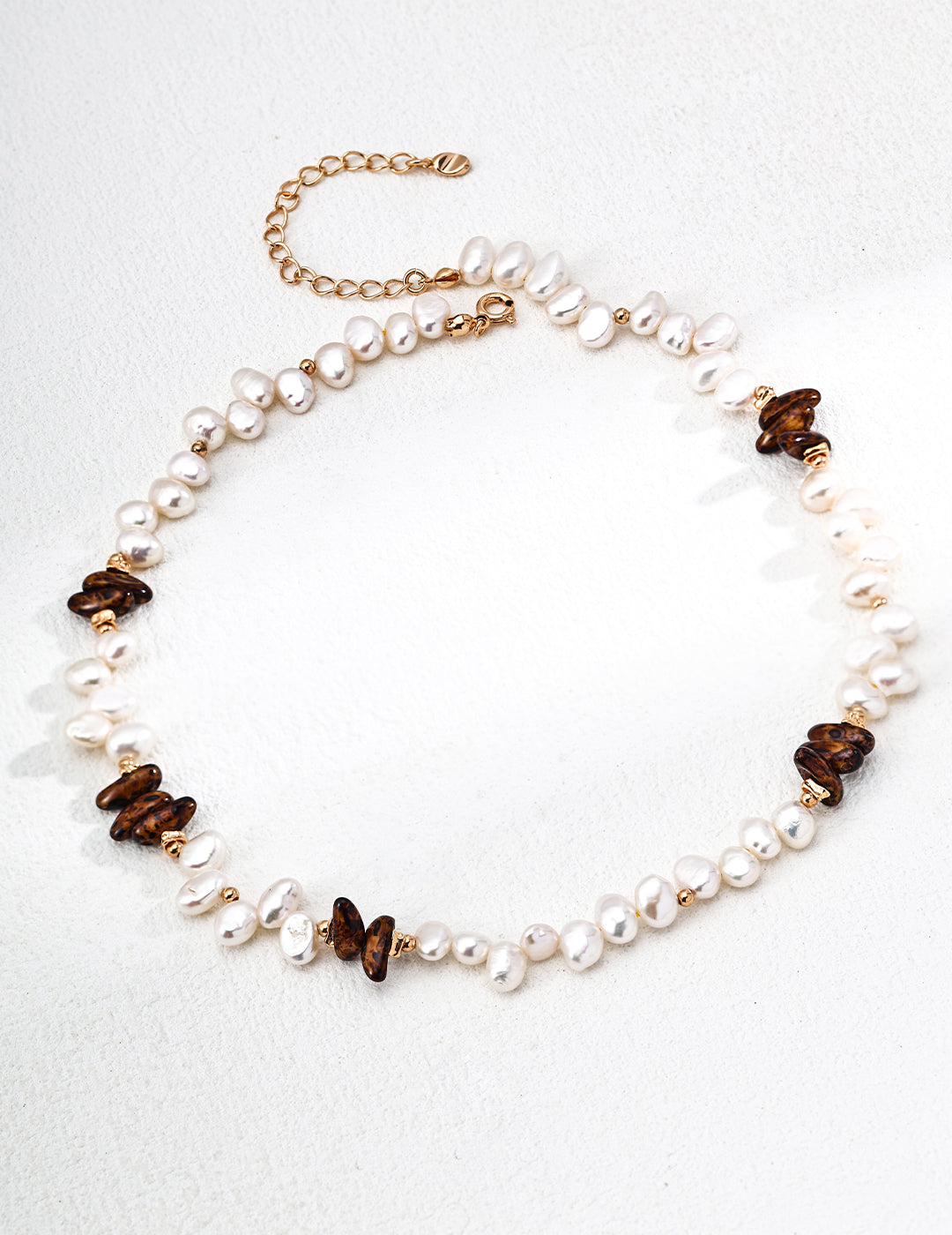 Natural Pearl & Tiger’s Eye Necklace Set – Organic, Textured, Vintage-Inspired Elegance