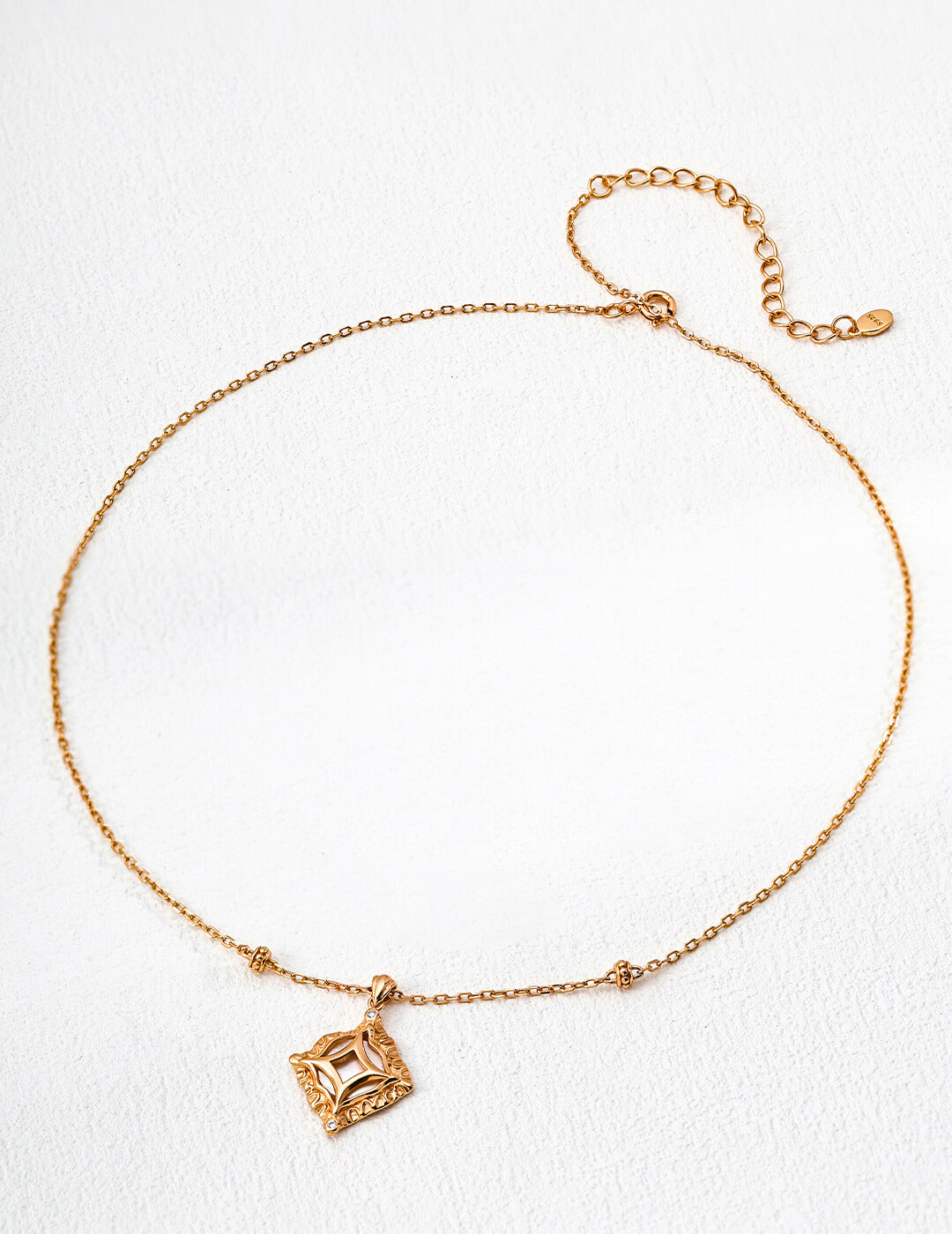 Mother-of-Pearl & Zircon Pendant Necklace - Vintage Serenity in French Elegance