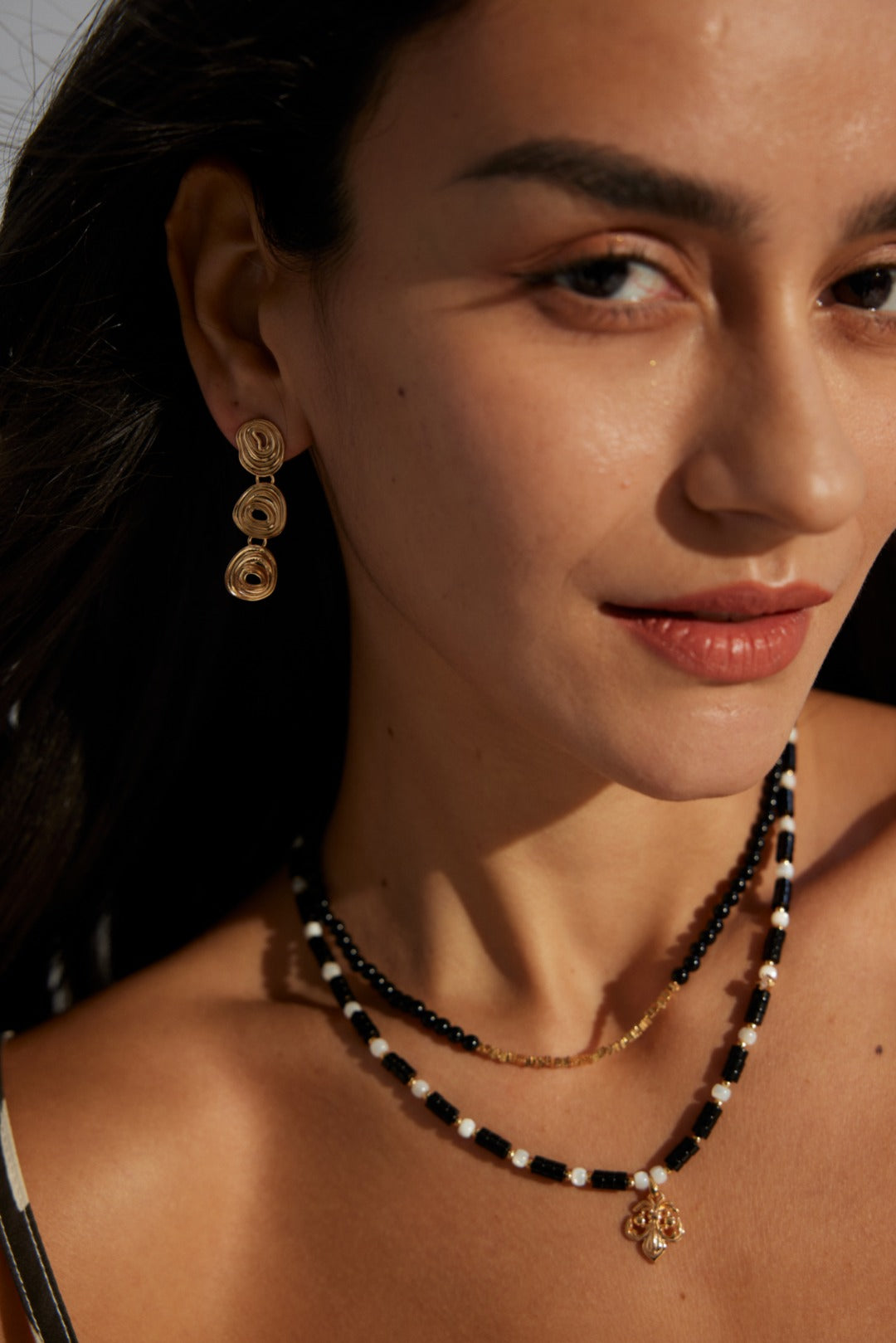 Nocturnal Light Earings- Black Onyx, Cameo Style