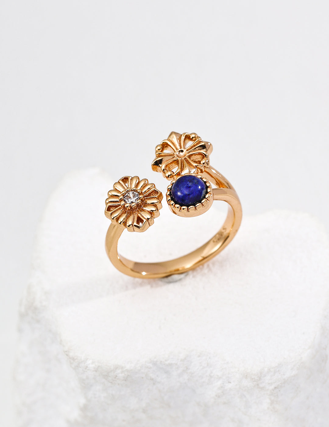 Precious Dreams Ring- Natural Pearl，Lapis Lazuli，Cubic Zirconia