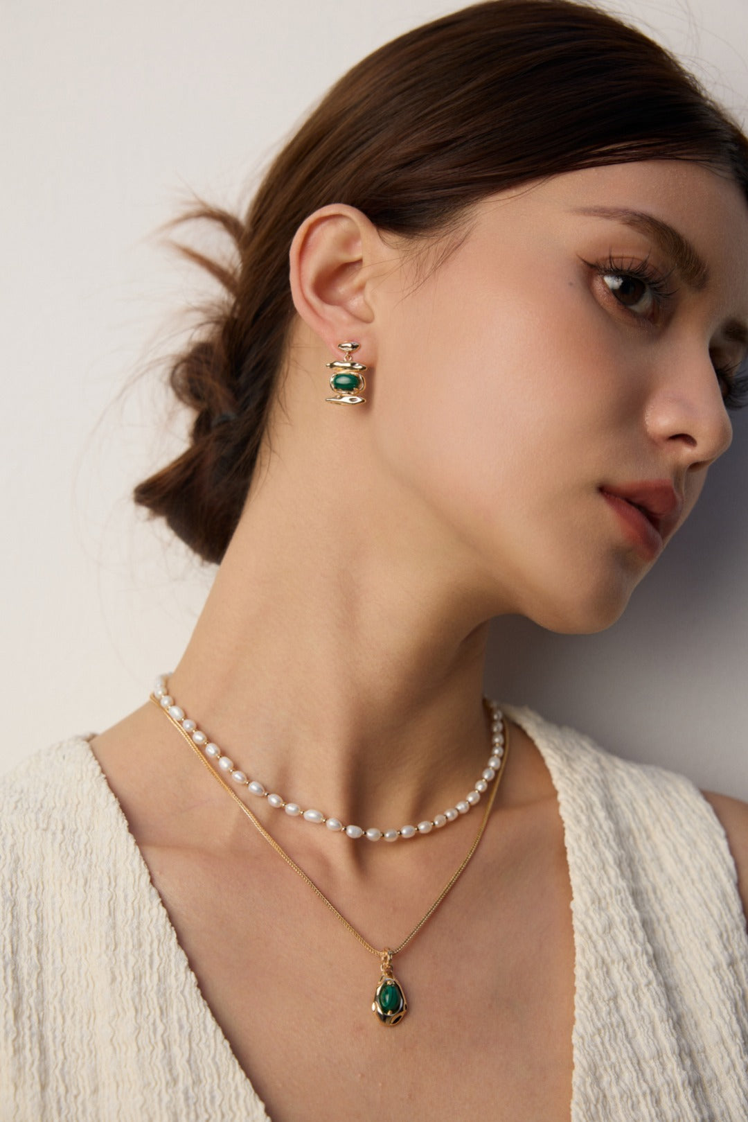 Vintage Inspired Gemstone Pendant Necklace- Tiger Eye/ Peacock Stone Elegance