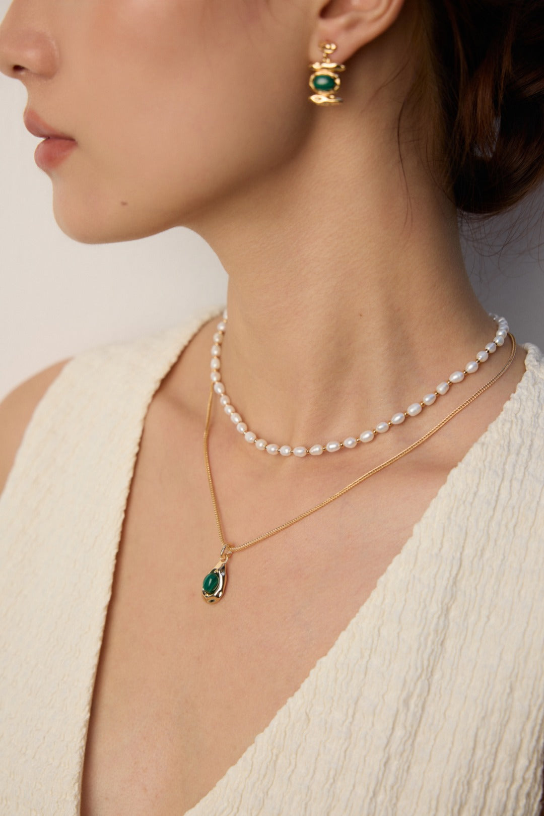 Vintage Inspired Gemstone Pendant Necklace- Tiger Eye/ Peacock Stone Elegance