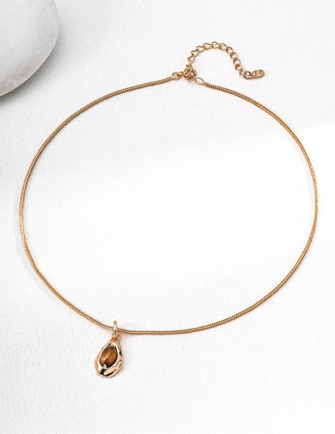 Vintage Inspired Gemstone Pendant Necklace- Tiger Eye/ Peacock Stone Elegance