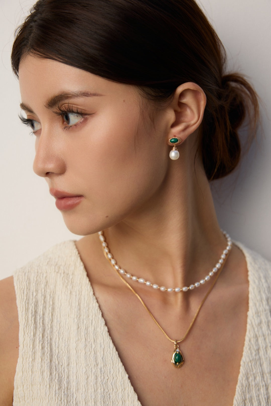 Vintage Inspired Gemstone Pendant Necklace- Tiger Eye/ Peacock Stone Elegance