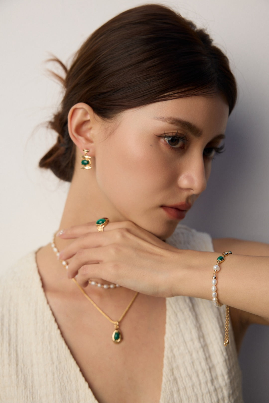 Vintage Inspired Gemstone Pendant Necklace- Tiger Eye/ Peacock Stone Elegance