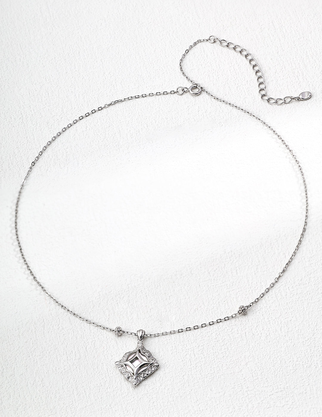 Mother-of-Pearl & Zircon Pendant Necklace - Vintage Serenity in French Elegance